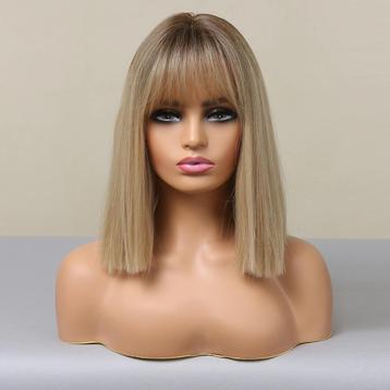 Half Lange Blonde Pruik Met Pony Blond Haar Haren Dames  beschikbaar voor biedingen
