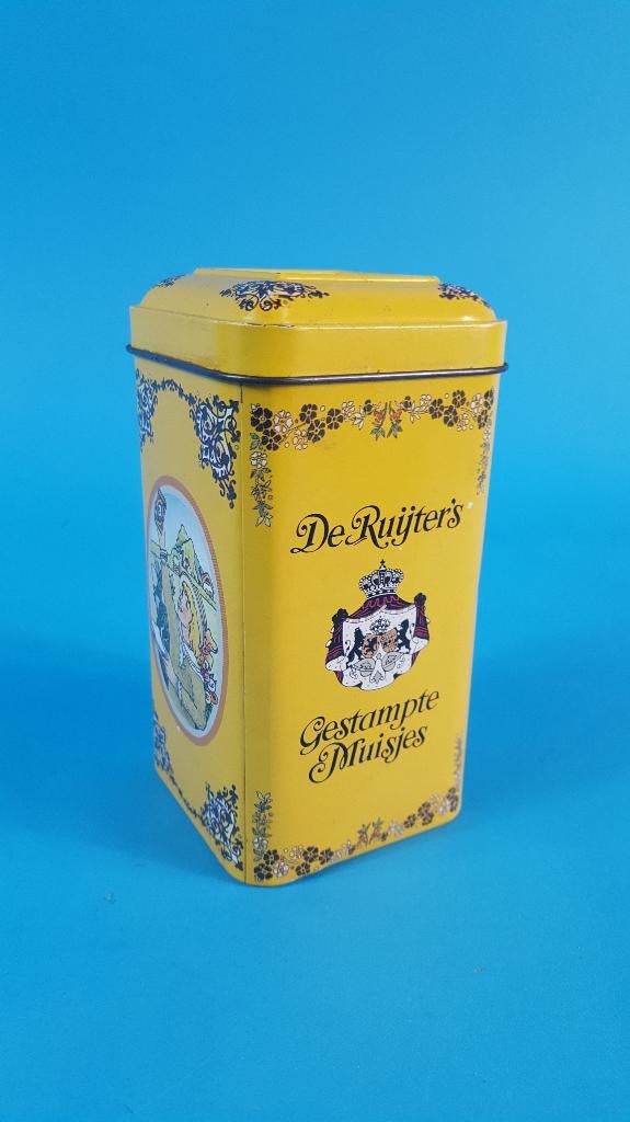 Vintage blik De Ruijter's Gestampte Muisjes. 6C6, Ophalen of Verzenden, Gebruikt, Koek(jes)