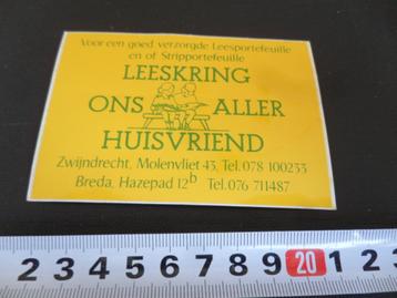 sticker zwijndrecht breda leeskring ons aller huisvriend beschikbaar voor biedingen