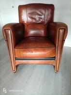 Leren Fauteuil - Schapenleer, Huis en Inrichting, Fauteuils, Gebruikt, Vintage, Ophalen of Verzenden, 75 tot 100 cm