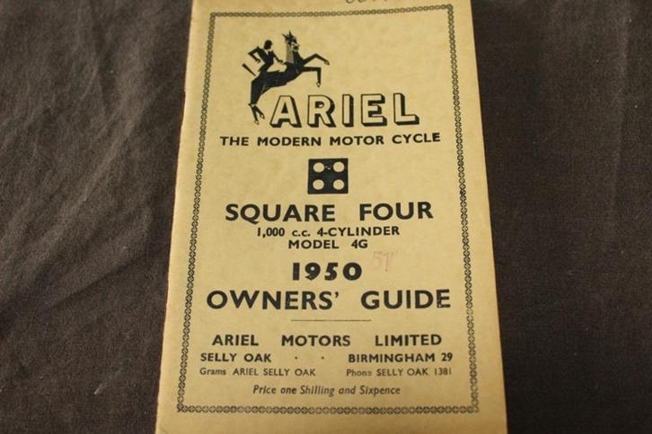 Ariel Square Four model 4G 1950/51 motorcycle owner's guide, Motoren, Handleidingen en Instructieboekjes, Overige merken, Ophalen of Verzenden
