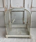 Brocante oude witte vogelkooi met 2 glasplaten, Antiek en Kunst, Curiosa en Brocante, Ophalen of Verzenden