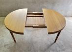 Vintage Deense uitschuifbare ronde eettafel in eikenhout, Huis en Inrichting, Tafels | Eettafels, Ophalen, Gebruikt, 100 tot 150 cm