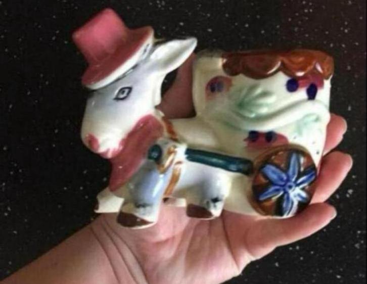 Ezel Bloempot met Kar - Keramiek, Tuin en Terras, Bloempotten, Nieuw, Aardewerk, Binnen, Minder dan 40 cm, Minder dan 25 cm, Overige vormen