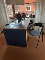 Uitschuifbare tafel met 4 stoelen, Huis en Inrichting, Kunststof, Gebruikt, 100 tot 150 cm, Ophalen of Verzenden