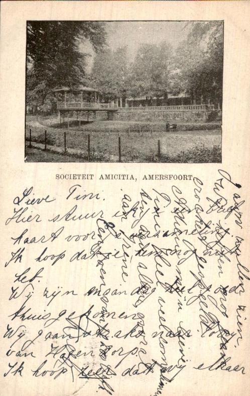 Amersfoort - Societeit Amicitia, Verzamelen, Ansichtkaarten | Nederland, Gelopen, Utrecht, Voor 1920, Ophalen of Verzenden