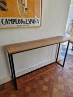 Mooie sidetable / tafel teak staal, Ophalen, 100 tot 150 cm, Metaal, 25 tot 50 cm
