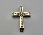 Gouden Vintage kruis hanger met diamant. Ca:0.42 ct.2025/395, ., Ophalen of Verzenden, Zo goed als nieuw, .