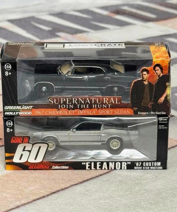 Supernatural 1967 Chevrolet Impala & Ford Mustang Eleanor, Hobby en Vrije tijd, Modelauto's | Overige schalen, Nieuw, Auto, Ophalen of Verzenden