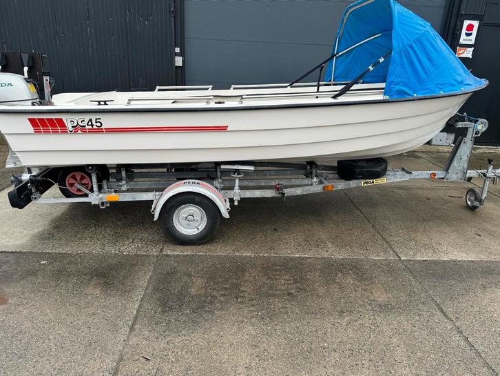 Te koop PC45 tour visboot met Honda BF10 elektrisch gestart, Watersport en Boten, Vis- en Consoleboten, Gebruikt, Tot 10 pk, 3 tot 6 meter