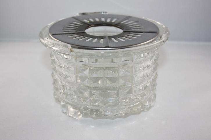 Oud glazen theelichtje met waxinelichtje houder, Antiek en Kunst, Antiek | Servies los, Ophalen of Verzenden