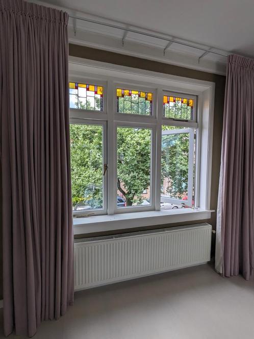2x Roze overgordijnen (HEMA) 176x200cm, Huis en Inrichting, Stoffering | Gordijnen en Lamellen, Zo goed als nieuw, 200 cm of meer