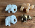 Vier leuke olifantenbeeldjes koper/albast/porcelein, Ophalen of Verzenden, Gebruikt, Dier