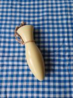 Retro geel bloemen hang vaasje H x 9,5 x 5,5 apart en oud., Ophalen of Verzenden