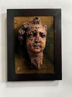 Antiek 18e eeuws houten engelenhoofdje in lijstje, Antiek en Kunst, Curiosa en Brocante, Ophalen of Verzenden