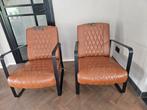 2 cognac kleurige fauteuils, Huis en Inrichting, Fauteuils, Ophalen, Gebruikt, 75 tot 100 cm