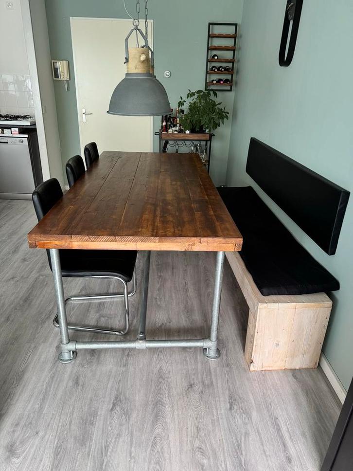 Steigerhout Eettafel 220x100cm te koop, Huis en Inrichting, Tafels | Eettafels, Gebruikt, 100 tot 150 cm, 200 cm of meer, Vijf personen of meer