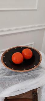 Prachtige keramiek schaal met rotan rand – Boho., Porselein of Keramiek, Schaal, Rond, Ophalen of Verzenden