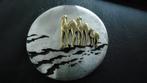 zilver broche met goud accenten, 4 tot 7 cm, Ophalen of Verzenden, Zo goed als nieuw, Goud