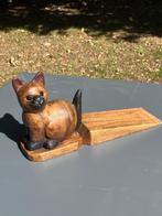 Vintage houten deurstopper kat, Ophalen of Verzenden