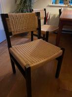 Vintage scandinavisch papercord stoelen 4 stuks, Ophalen, Bruin, Vier, Hout