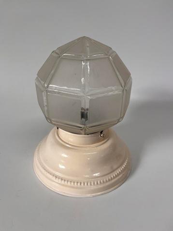 Vintage plafonnière lamp helder geslepen glas beschikbaar voor biedingen
