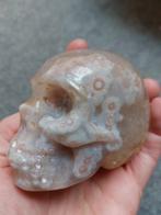 Koppige bloemagaat met golden healer skull, Ophalen of Verzenden, Mineraal