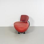 1x Leolux Kikko Chaise Longue Rood Leer - Zwart Frame, Eenpersoons, Ophalen of Verzenden, Zo goed als nieuw, Metaal
