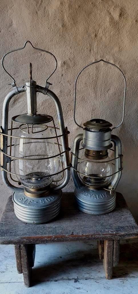 set (2)oude franse stormlampen sif 500 en Royalux, Antiek en Kunst, Ophalen of Verzenden