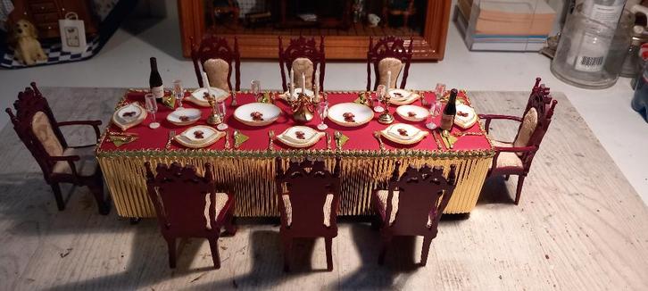 8 persoons kersttafel 1:12, Verzamelen, Poppenhuizen en Toebehoren, Nieuw, Overige typen, Ophalen of Verzenden