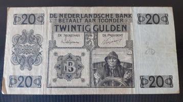 bankbiljet roerganger 20 gulden CD 054183 26 april 1926 beschikbaar voor biedingen