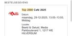 Top 2000 Cafe ticket 29-12 13:05-13:55, Ophalen, Nieuw
