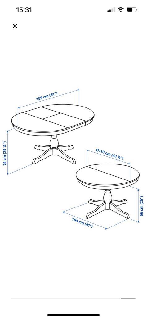 IKEA Ingatorp uitschuifbare tafel + 4 stoelen, Huis en Inrichting, Tafels | Eettafels, Gebruikt, 100 tot 150 cm, Vier personen
