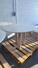 Solid Travertine Dining Table – Round Column Base, Huis en Inrichting, Tafels | Eettafels, Ophalen of Verzenden, Rechthoekig, 100 tot 150 cm