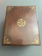 Vintage wooden jewelry box with mirror, Antiek en Kunst, Curiosa en Brocante, Ophalen
