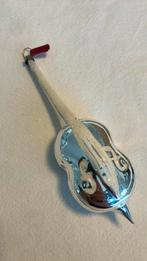 Vintage antieke kerstbal, viool, contrabas, zilver, Diversen, Kerst, Ophalen of Verzenden, Zo goed als nieuw