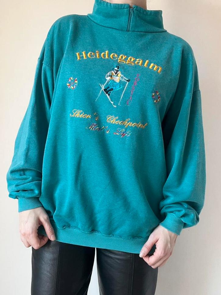 Vintage geborduurde ski trui, M/L. 80s 90s, Kleding | Dames, Truien en Vesten, Gedragen, Maat 38/40 (M), Overige kleuren, Verzenden