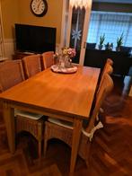 Eettafel eiken met 6 stoelen, Ophalen of Verzenden, Zo goed als nieuw, 4 tot 6 stoelen