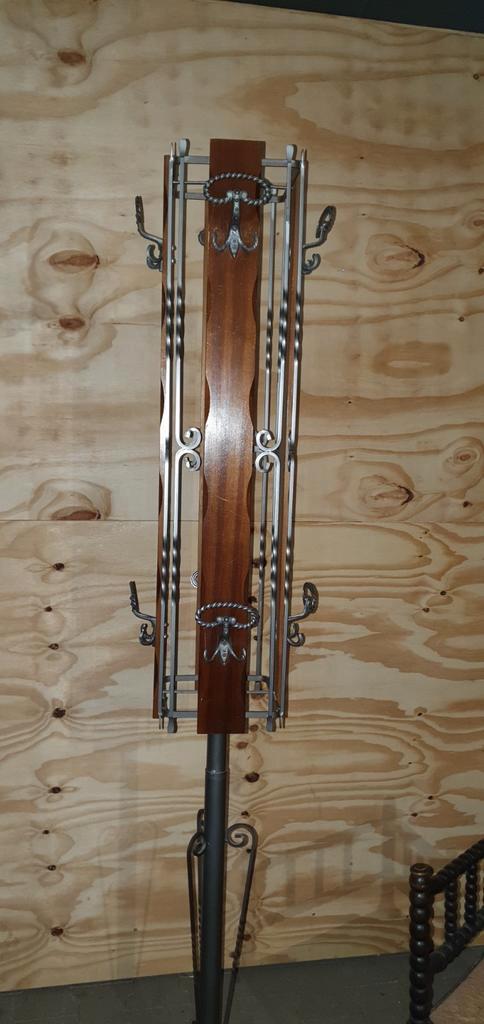 Vintage staande kapstok eiken smeedijzer, Huis en Inrichting, Woonaccessoires | Kapstokken, Gebruikt, Staande kapstok, 150 tot 200 cm