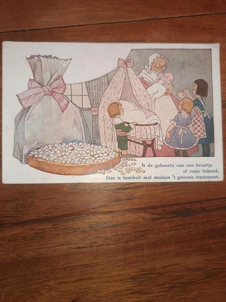 Vintage Geboorte Ansichtkaart, Antiek en Kunst, Antiek | Overige Antiek, Ophalen of Verzenden