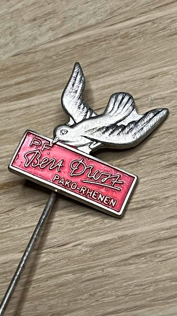 Vintage Pako-Rhenen Speldje met Duif, Verzamelen, Speldjes, Pins en Buttons, Gebruikt, Speldje of Pin, Dier of Natuur, Ophalen of Verzenden