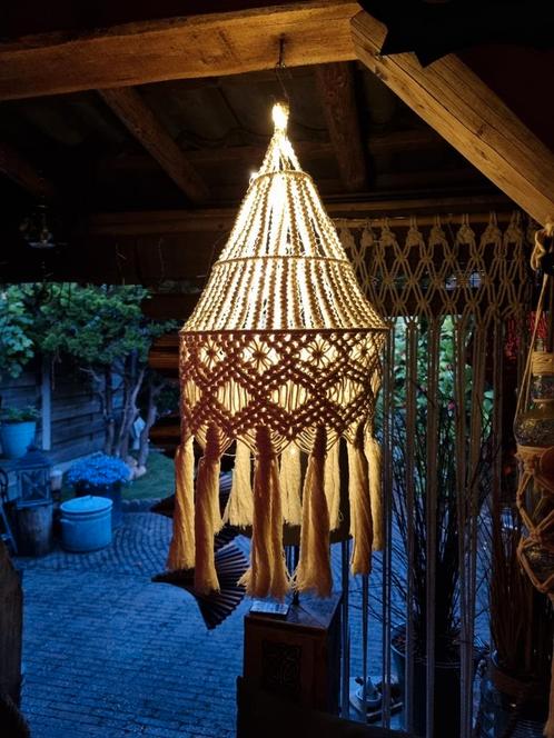 Macramé boho ibiza lamp., Huis en Inrichting, Lampen | Kroonluchters, Nieuw, Ophalen of Verzenden