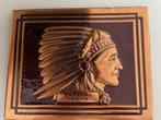 Vintage canadian indian chief koperen silhouet Indiaan hoofd, Ophalen