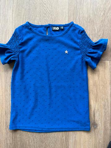 Leuke blauwe top van LikeFlo maat 128 met korte smok mouw beschikbaar voor biedingen