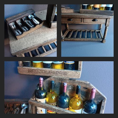 Sober bestekbak, werktafel kist wijn miniatuur poppenhuis, Verzamelen, Poppenhuizen en Toebehoren, Nieuw, Poppenhuis, Ophalen