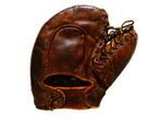 Vintage decoratieve honkbalhandschoen / baseball met bal, Ophalen of Verzenden