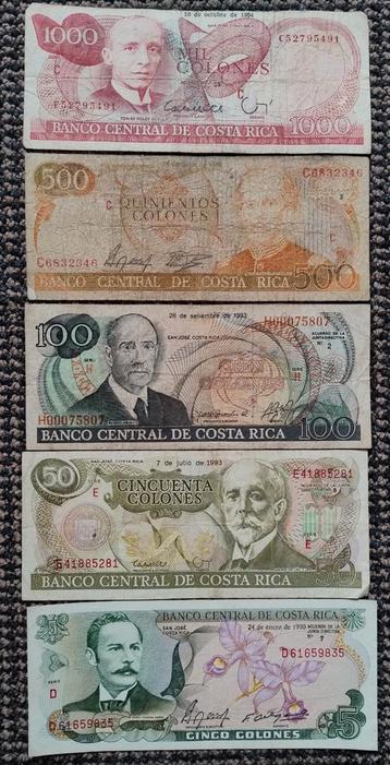 Costa Rica set, 5 bankbiljetten  beschikbaar voor biedingen