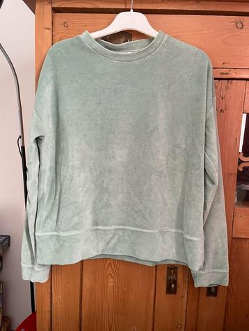 Sweater pieces velours fluweel mintgroen pastel groen 38 M 