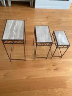 Bijzettafeltjes natuursteen | stone nesting tables, Minder dan 55 cm, Rond, Zo goed als nieuw, Ophalen