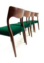 Set van 4 gerestaureerde Fristho Franeker stoelen ‘60, Vier, Ophalen of Verzenden, Zo goed als nieuw, Hout